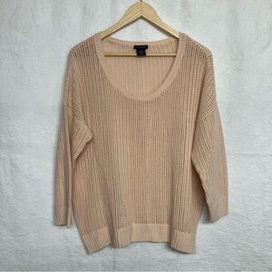 Calvin Klein Jeans Peach Sheer Knit Sweater Boxy Silhouette Lagenlook Style - L